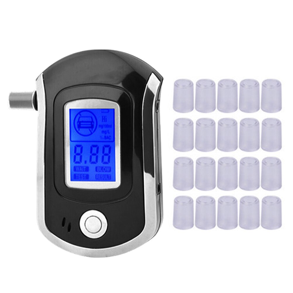 Portable Handheld Digital Breath Alcohol Tester Practical Breathalyzer Breath Drunk Driving Analyzer with 20 Mouthpieces