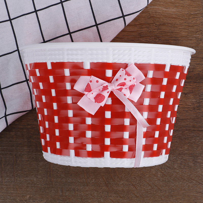 Cykelkorg framväska cykel rosett framkorg för barn flickor cykling: Röd