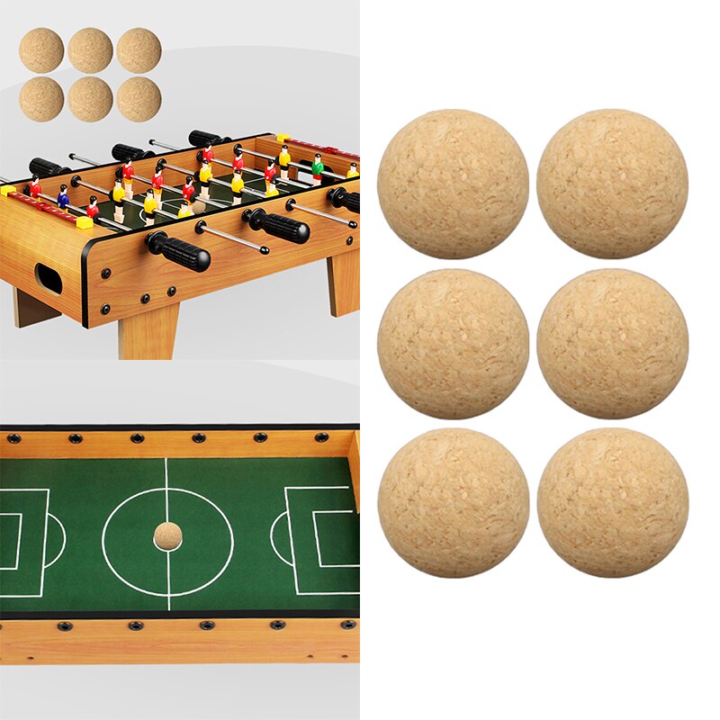 6 stk 36mm kork massivt træ bold bordfodbold tilbehør mini fodbold legetøj indendørs bord fodbold sports spil legetøj lindre stress