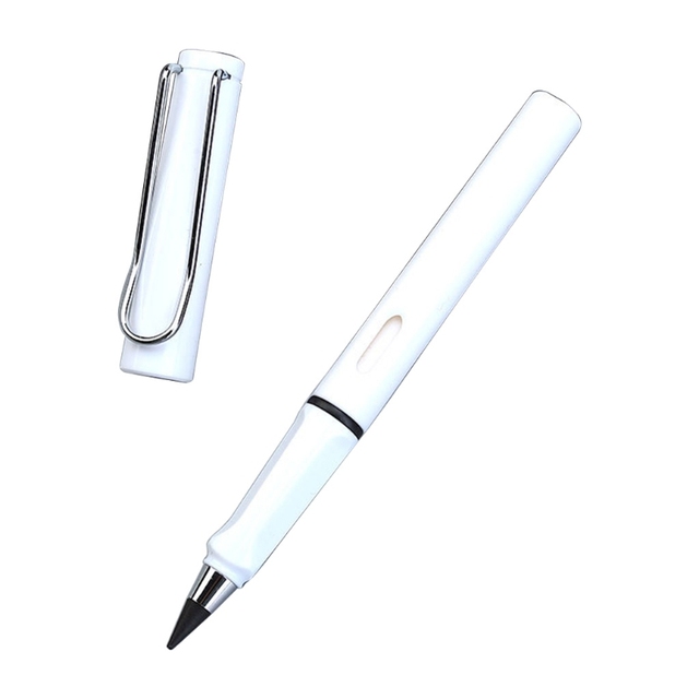 Stylish Replacable Inkless Pencil Portable Inkless Pencil Erasable Signing Pen Reusable Everlasting Pencil No Sharpening: white