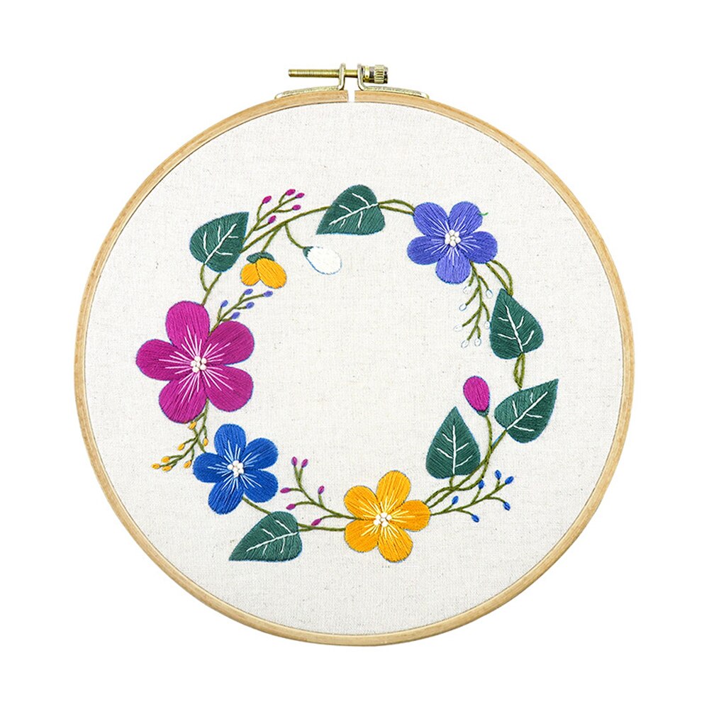 Full Range of Embroidery Starter Kit with Pattern DIY Beginner Starter Stitch Kit Including Stamped Cloth with Pattern, Embroide: color 5 with hoop