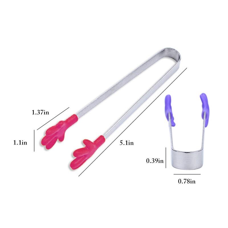 Pince de cuisine en acier inoxydable, petite pince alimentaire mignonne, pointe antidérapante en Silicone, petite pince de service pour glace, 1 pièce