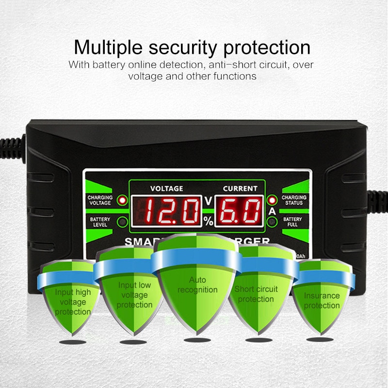 Car Battery Charger 90V To 260V To 12V 6A Digitalworld Intelligent Fast Led Charger Rechargeable Battery LCD Display