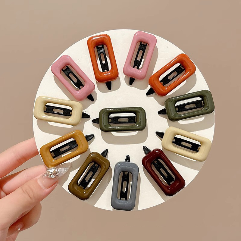 2Pcs Korean Style Hair Clips Simple All Match Light Weight Hairpin Morandi Color Square Hair Barrettes Girl Hair Accessories