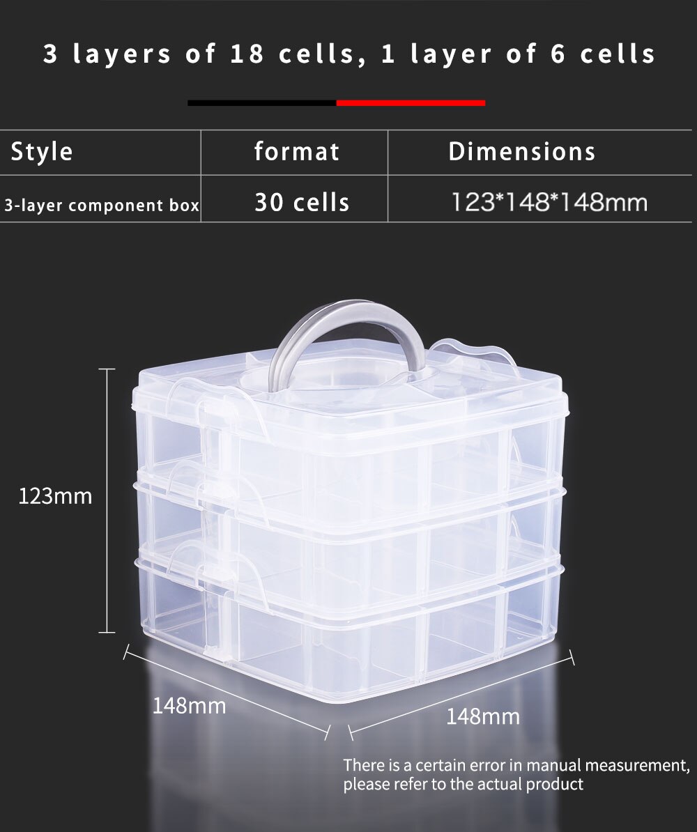 LUXIANZI 3 Layer Adjustable Storage Box With Locking HandleMetal Parts Screwdriver Hardware Multi-function Tool Box Plastic Case
