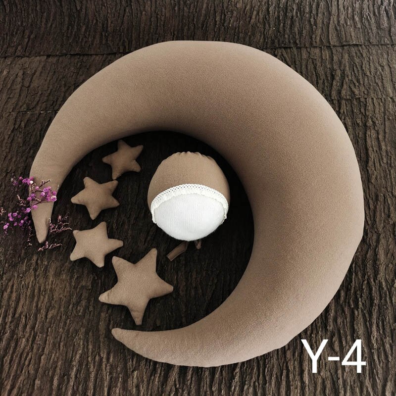 Moon Pillow Newborn Photography Prop Baby Posing Pillow Star Hat Set Baby Body Poser for Studio Photo: 4