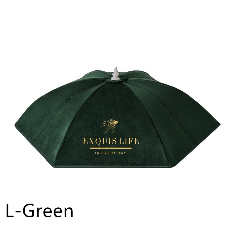 Winter Insulation Meal Cover Food Velvet Cloth Dust Vegetable Cover Folding Table Cover Kitchen Food Covers Umbrella: L-Green