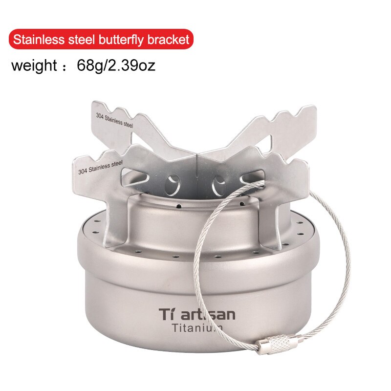 Tiartisan – Mini réchaud à alcool liquide, ultraléger, Portable, en titane, avec support, pour Camping et randonnée en plein air: stove with SS2 stand