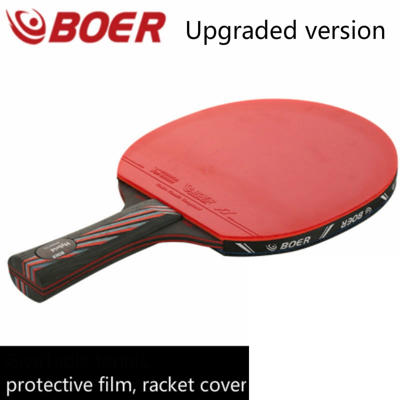 Boer-raqueta de tenis de mesa S6, pala de murciélago con mango largo/corto, pala de Ping Pong