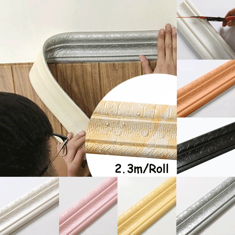 2.3m/ ruller 3d vandtætte rustikke fliser stue baseboard selvklæbende vintage tapet wallstickers