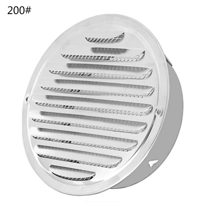 TTLIFE Stainless Steel Exterior Wall Air Vent Grille Round Ducting Ventilation Grilles 70/80/100/120mm Air Vent: 200