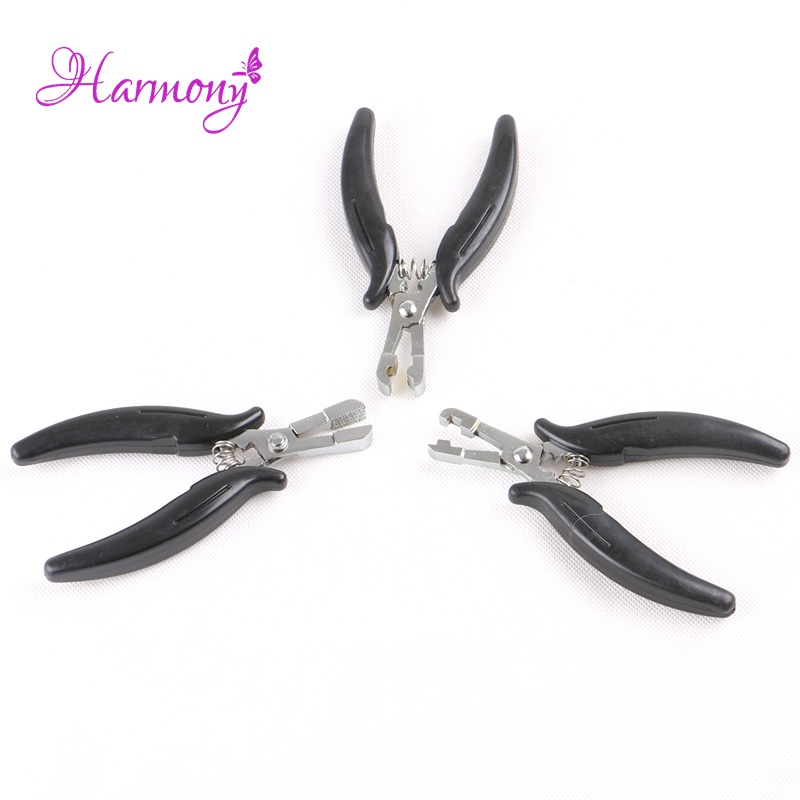 Alicates en forma de U y punta plana para Micro anillos, extensiones de cabello humano, herramientas de extensión de cabello de acero inoxidable, 3 uds.
