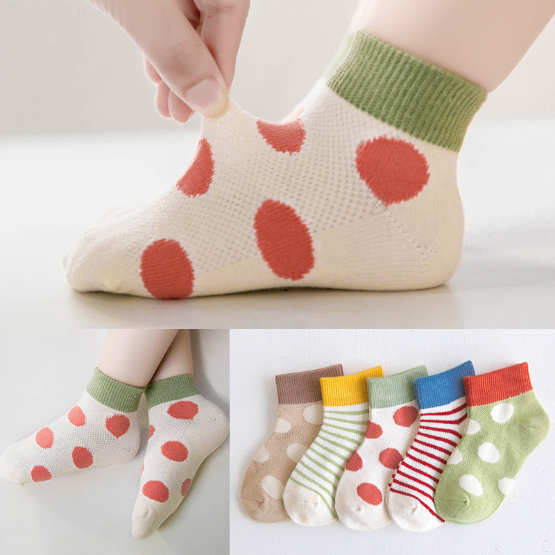 Kinder Socken Kind Jungen Und Mädchen Socken Frühjahr Und Sommer Neue Welle Punkt Streifen Atmungs Schiff Socken Günstige Sachen