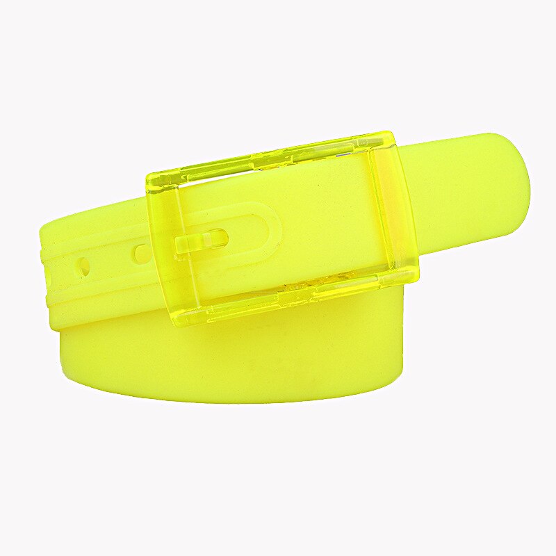 Ceinture en Silicone pour hommes et femmes, taille ajustable, boucle en plastique parfumée, couleurs bonbons, ceinture en caoutchouc, Style coréen: jaune clair