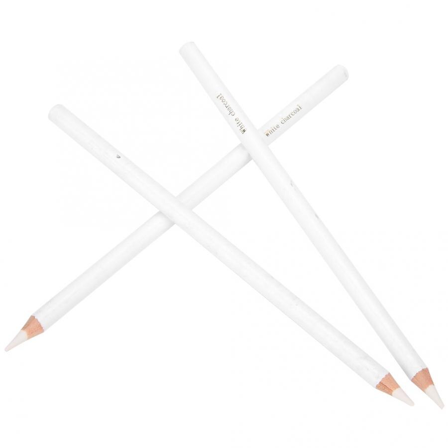 3 uds lápiz de carbón blanco dibujo pluma para resaltar arte pintura suministros lápiz de dibujo de arte blanco