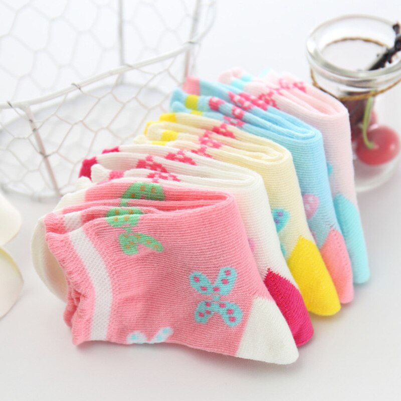 5 pairs/lot Spring Autumn Girls Socks Cotton Butterfly Candy Color Socks For Girls 3- 12 Year Children Socks