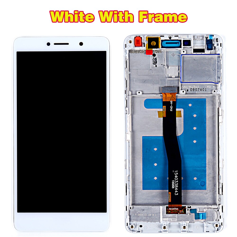 Huawei LCD Display For Huawei Honor 6X BLN-L24 BLN-AL10 BLN-L21 BLN-L22 touch screen Digitizer Assembly Frame with Free Tools: White with Frame