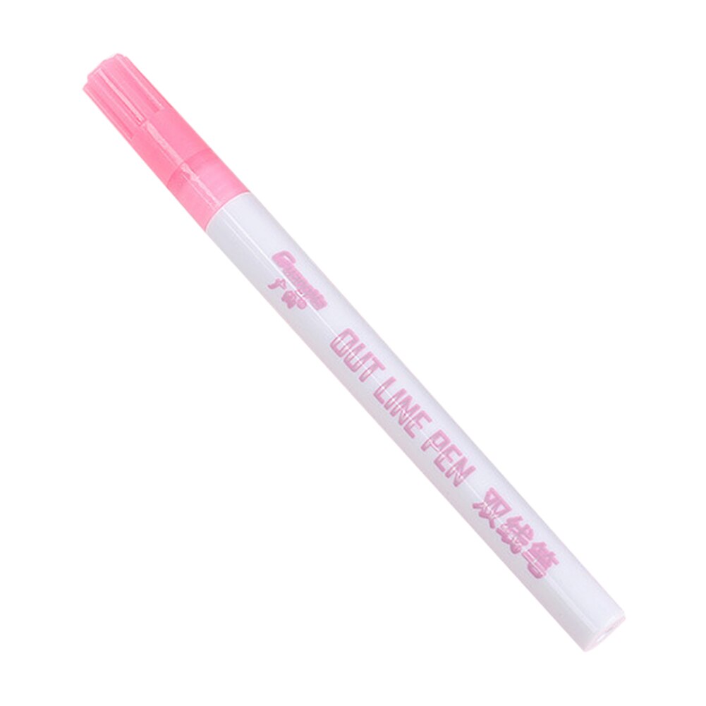 Card Writing Drawing Double Line Outline Pen Portable for School DIY Poster TI99: Pink