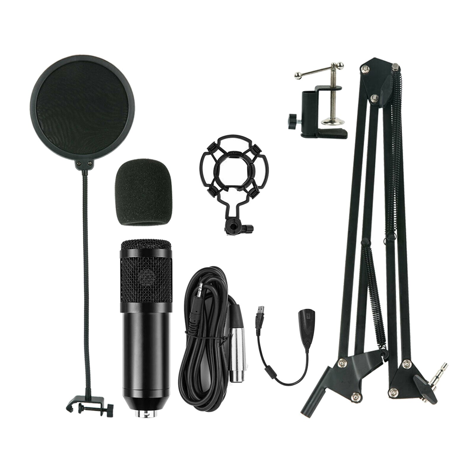 Broadcasting Studio Recording Condenser Microphone Kit PC Cardioid Mic with Arm