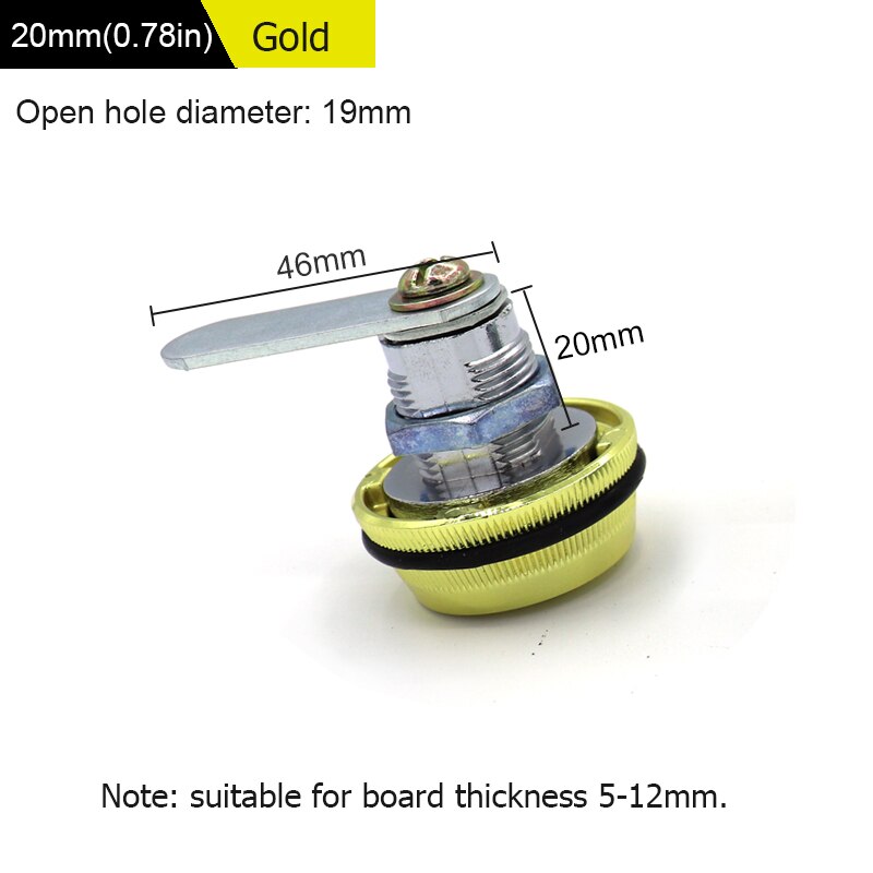 WHDT 3 digit security combination mailbox password coded lock zinc alloy cam lock locker for cabinet drawer storage unit: 20mm gold