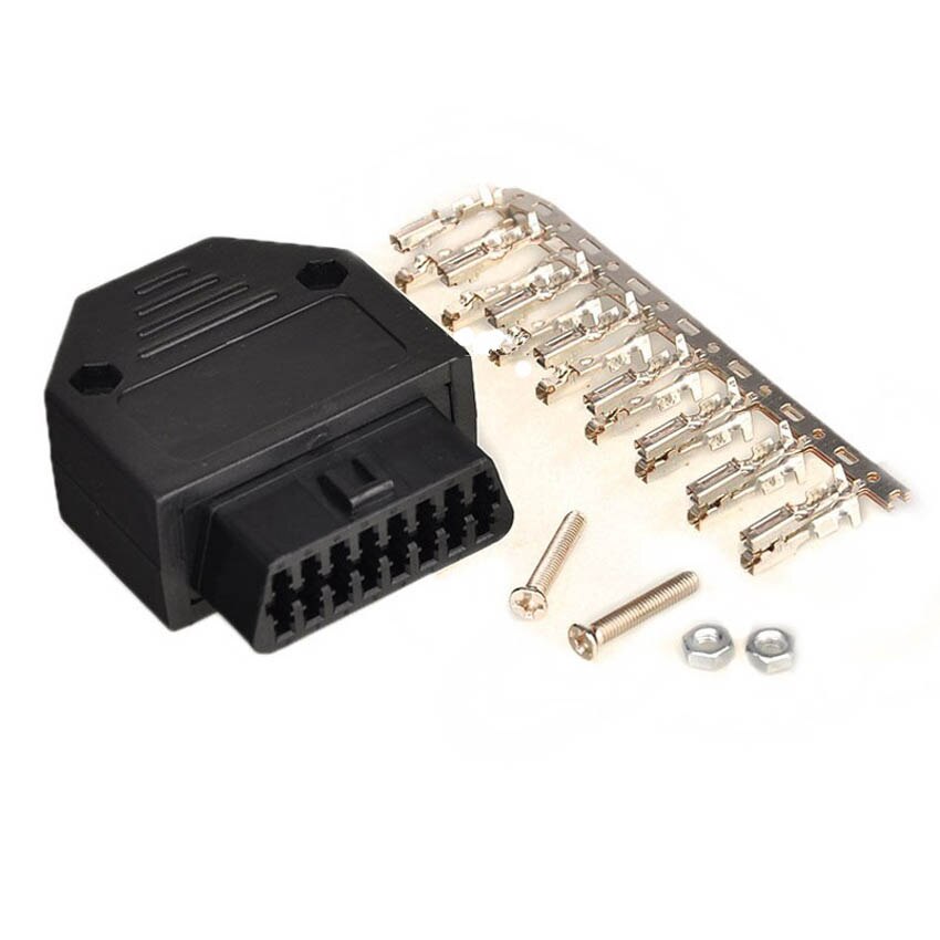 Universal OBD2 OBD II OBD 2 16 Pin Connector Female Diagnostic Plug OBD Connector Plug + Shell + Terminal + Screw