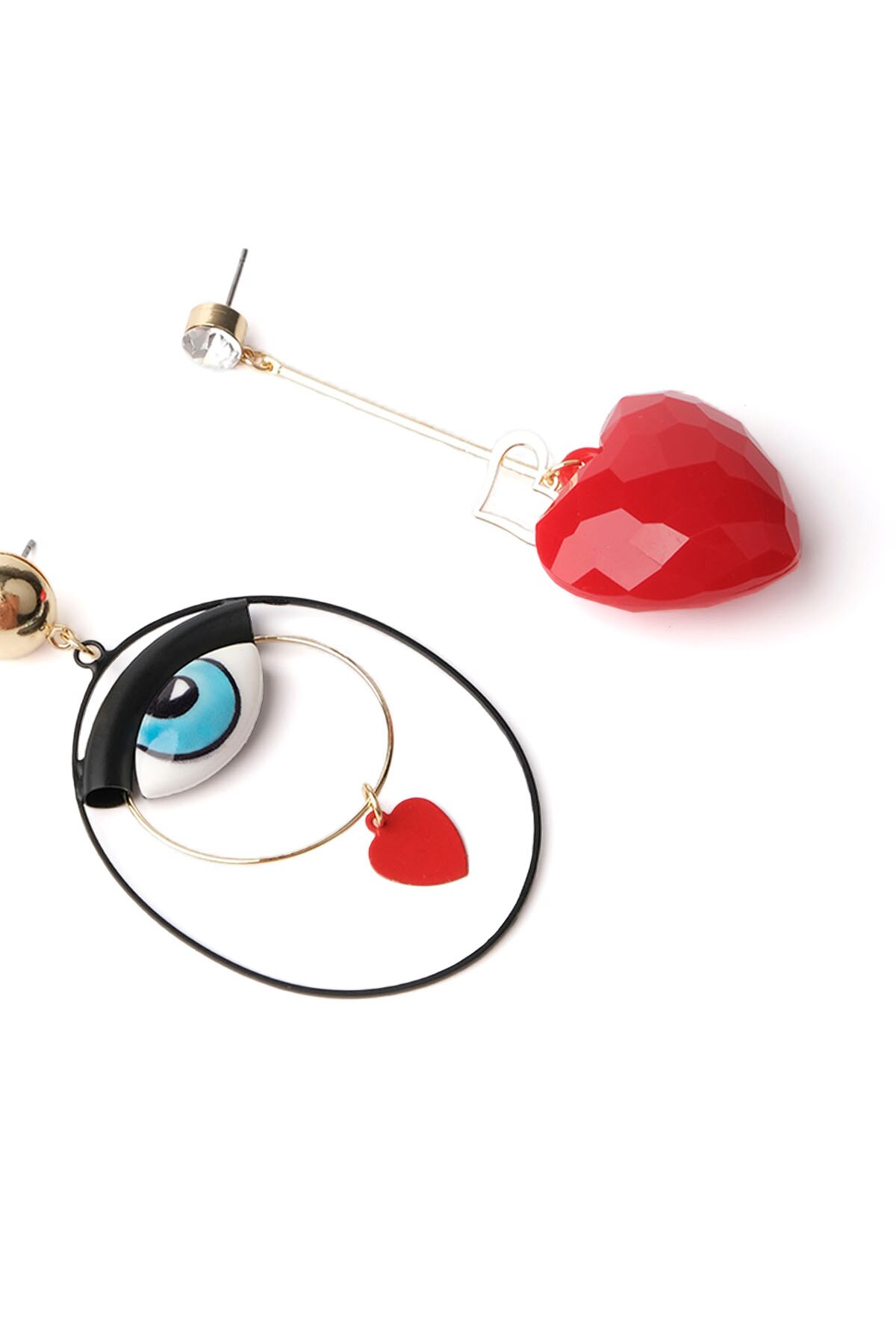 Marjin Voor Vrouw Earring Eye En Rood Hart Desing Goud Gekleurde Stud Oorbellen Jelewery Meisje Verjaardagsfeestje