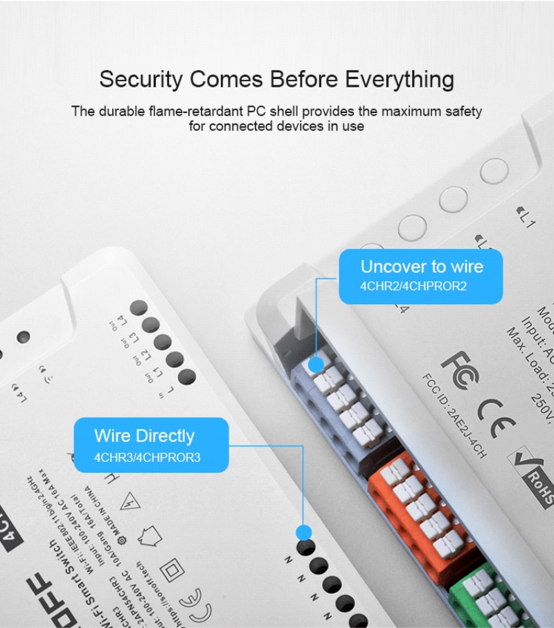 Sonoff 4ch pro  r3 smart wifi switch 4 gang 3 arbejdstilstande inching interlock smart home ewelink app arbejde med alexa google home