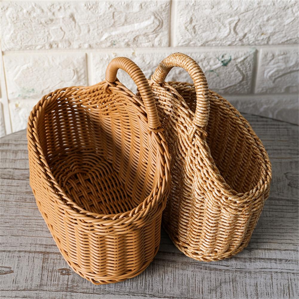Panier de rangement en rotin multicolore, joli panier de rangement en osier, avec poignée, durable