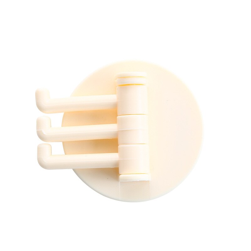 1Pcs Badkamer Haken Creatieve Naadloze Pasta 3 Tak Roterende Haak Keuken Badkamer Opslag Muur Haak Douche Haak: Apricot