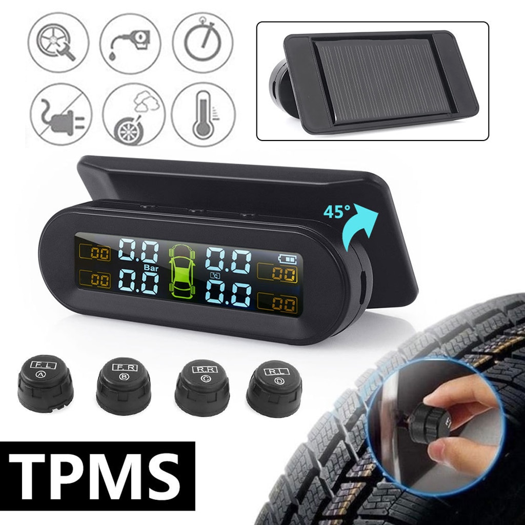 Clever TPMS Auto Reifen Druck Überwachung System Solar- Energie TPMS Digital LCD Auto Sicherheit Alarm System Reifen Druck Temperatur