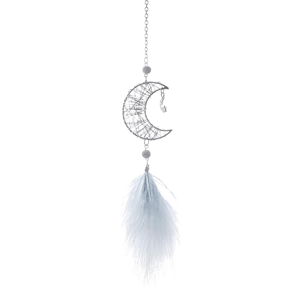 Hueco estrella creativa Luna cazador de sueños de plumas campanas de viento hecho a mano indio colgante para coche y pared hogar niños habitación decoración FDH: D
