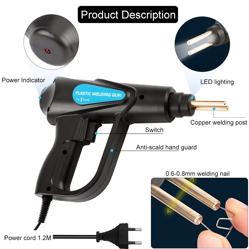 70W Welding Machine Stapler Car Bumper Repair Kit PVC Plastic Repair Machine Garage Tool