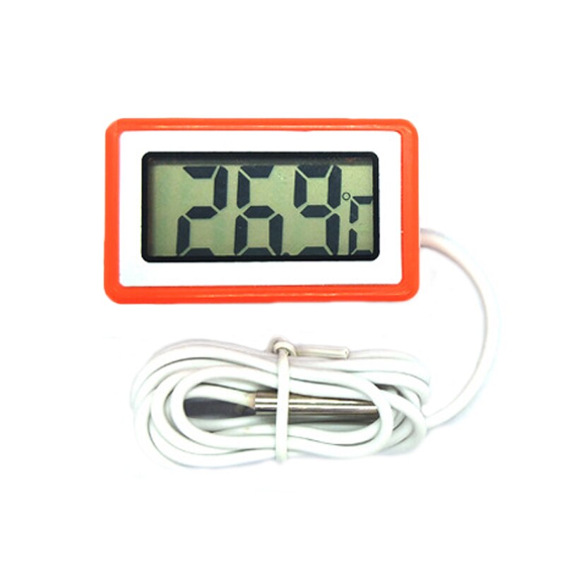 LCD Digital Aquarium Thermometer Temperature Gauge Monitor with Probe Thermometer for aquatic animals Waterproof probe: red