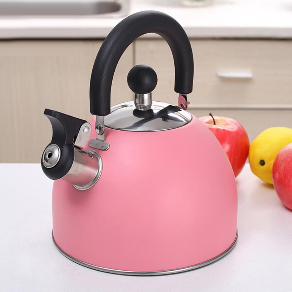 2L Pink Whistling Kettle For Gas Stove All Stovetops Stainless Steel Coffee Tea Rising Kettle With Whistle Teapot