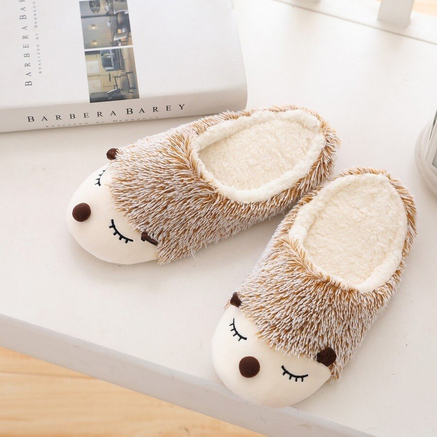 hiver hérisson Animal intérieur pantoufles pour femmes et hommes mignon enfant pantoufles famille maison chaussures maison unisexe neige