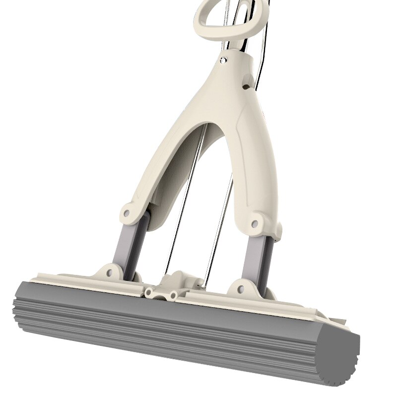 Spons Mop Vouwen Type Huishouden Vloer Schoonmaken Tool Lijm Katoen Mop Telescopische Rvs Staaf Handsfree Wassen Mop r-F: 1 mop (khaki) 1head