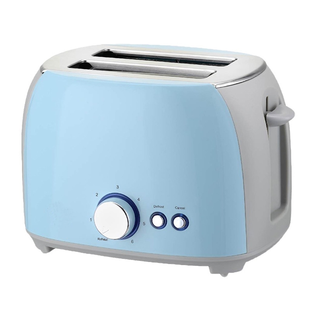 Electric Toaster Automatic Bread Baking machine Toast Sandwich grill oven Maker 2 Slices Household for breakfast EU Plug: Blue
