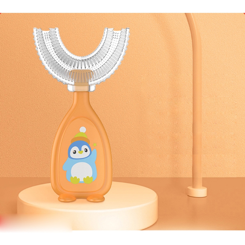 Spazzolino da denti a forma di U per bambini denti da allenamento in Silicone morbido pulizia spazzole per denti a bocca intera per bambini di 2-12 anni