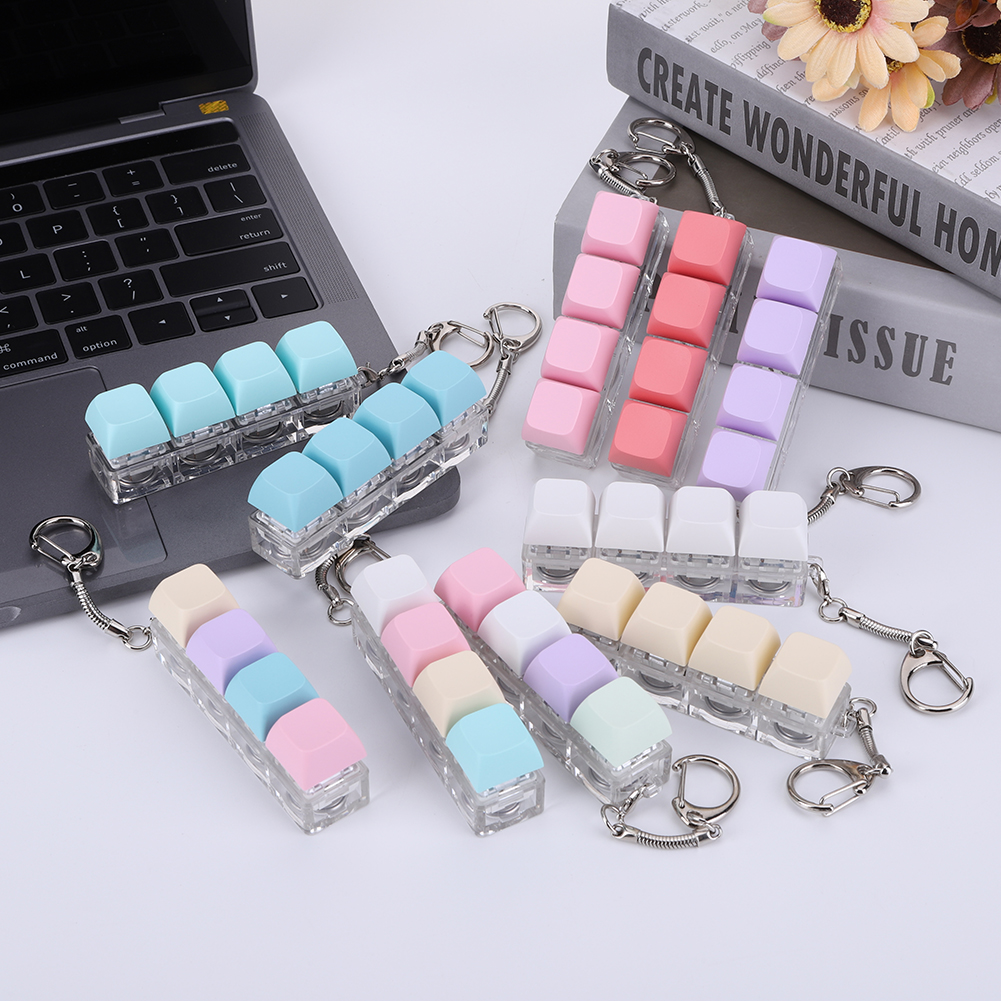 Keyboard Clicker Toy with LED Light Keyboard Fidget Toy Mechanical Key Toy Keyboard Cube Toy for Adult To Relief Pass Time