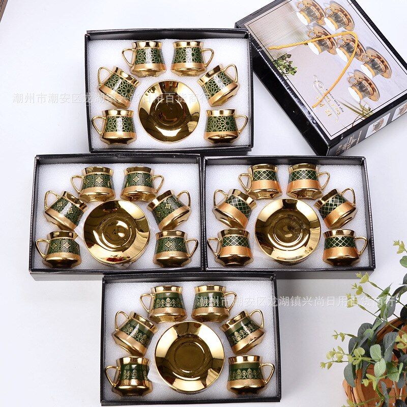 6 cups and 6 plates of ceramic cups box set European-style coffee cup hand-holding ceremony opening ceremony: Section g