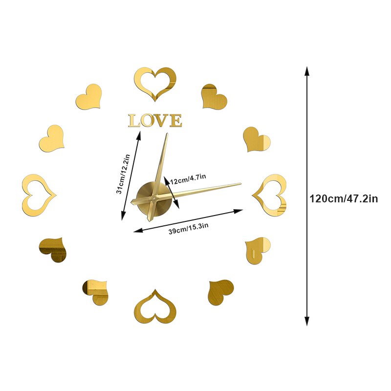 Frameless DIY Wall Clock Kit Large Modern 3D Mirror Decor Sticker DIY Clock Kit for Home Living WWO66