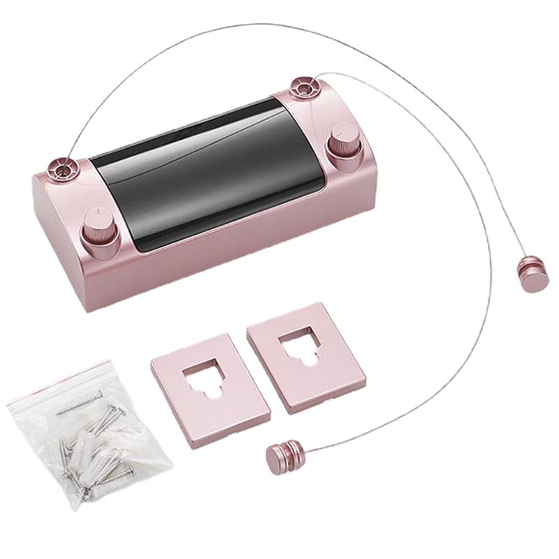 Retractable Clothes Line Dryer Indoor Outdoor Drying Rack ABS Plastic Clothesline Rack Laundry Dryer Double Layer: pink