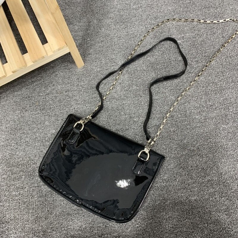 Sac à bandoulière en cuir verni pour femme sac à bandoulière à chaîne de noir femme sacs à bandoulière portefeuille Mobile bolsa feminina