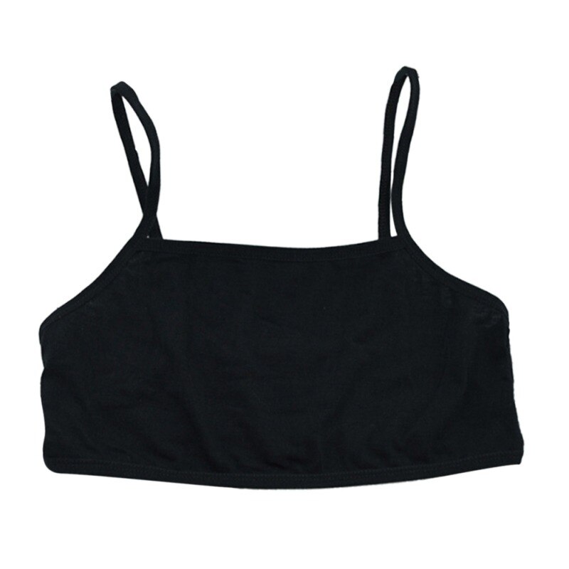 SEFIRST 3 stuks sportbeha's voor meisjes, tieners, ondergoed met vaste gevoerde en verstelbare schouderriem, bustier voor meisjes, bralette, top, bustier voor kinderen van 10-14 jaar (zwart, wit