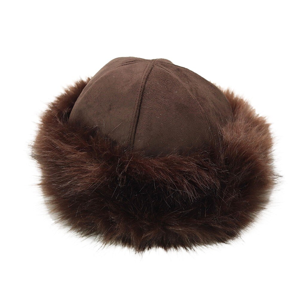 Winter Faux Fur Hats Women Winter Mongolian Russian Outdoor Hat Solid Thick Warm Solid Earmuffs Woollen Hat