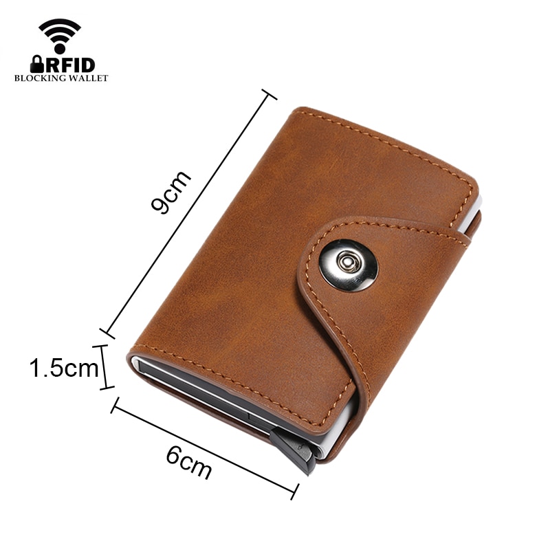 Dienqi rfid anti-magnetisk kreditkortholder mænd sikkerhedspung aluminium beskyttelse mandlig visitkortholder etui slank pung