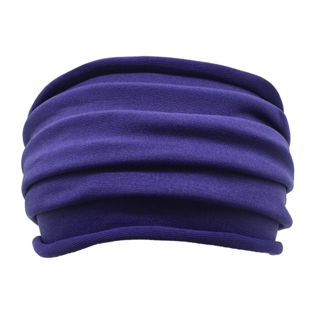 Non-Slip Elastische Vouw Yoga Hoofdband Stretch Haarband Vrouwen Wide Headwrap Effen Kleur Yoga Gym Energie Kleine Decor: blue