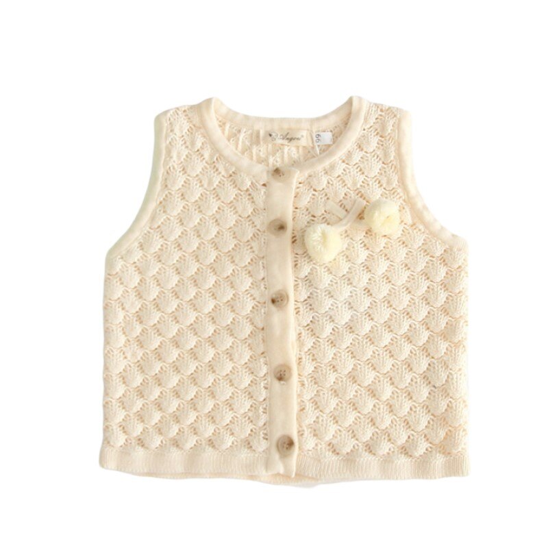 Pull en laine pour fille et garçon, col en v, couleur unie, point ouvert, bouton à pompon, tricot, manteau pour enfants, automne , E9301: 66cm 0-6Months