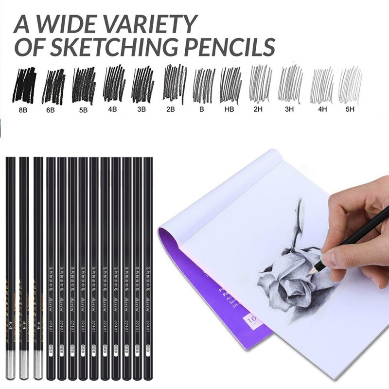 29Pcs Schetsen Potlood Set Student Glad Schrijven Tekening Potlood Set Met Bag Kids Kwast Ambachtelijke Verf Set