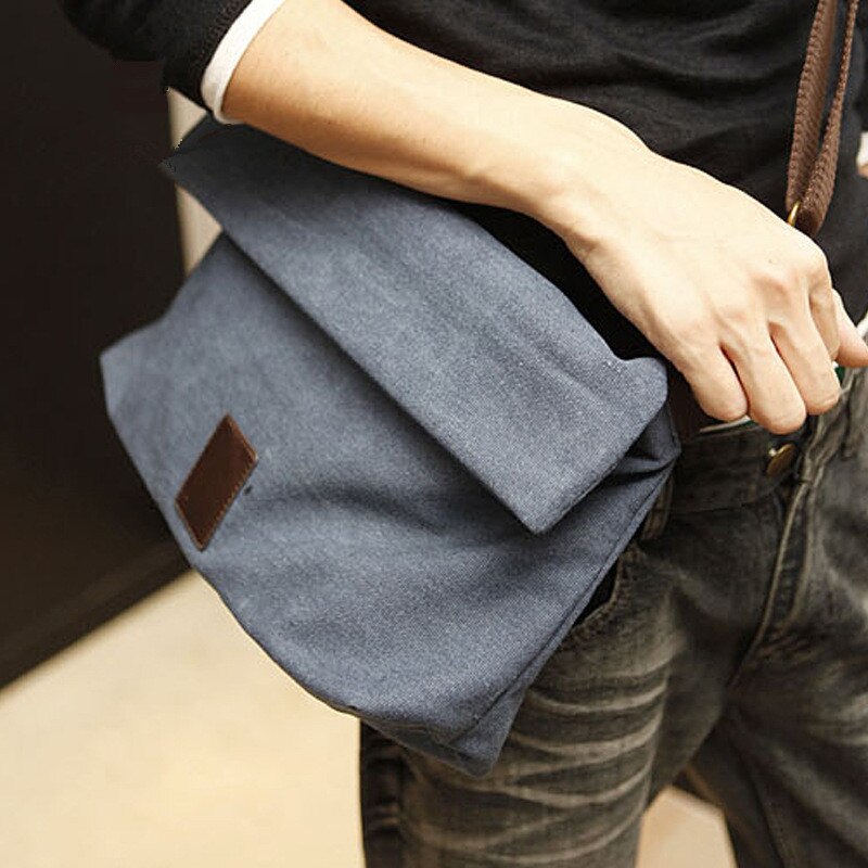 Brand Canvas Men Messenger Bag Casual man Shoulder Bags ruched single Crossbody bags male Vintage student phone bag